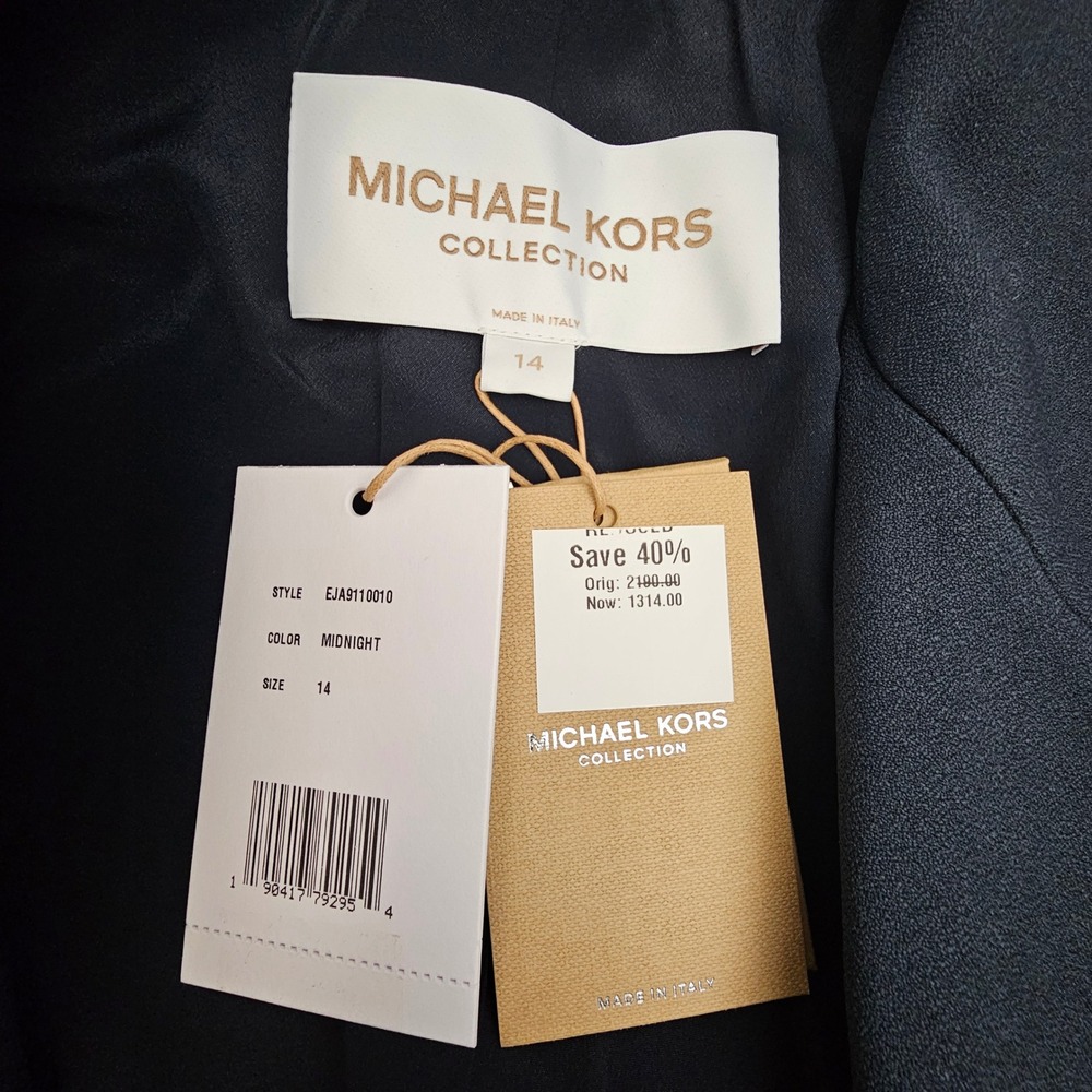 Michael Kors Blazer Womens Crepe Sable Cropped Boyfriend Midnight Gold Button 14 - Picture 7 of 8
